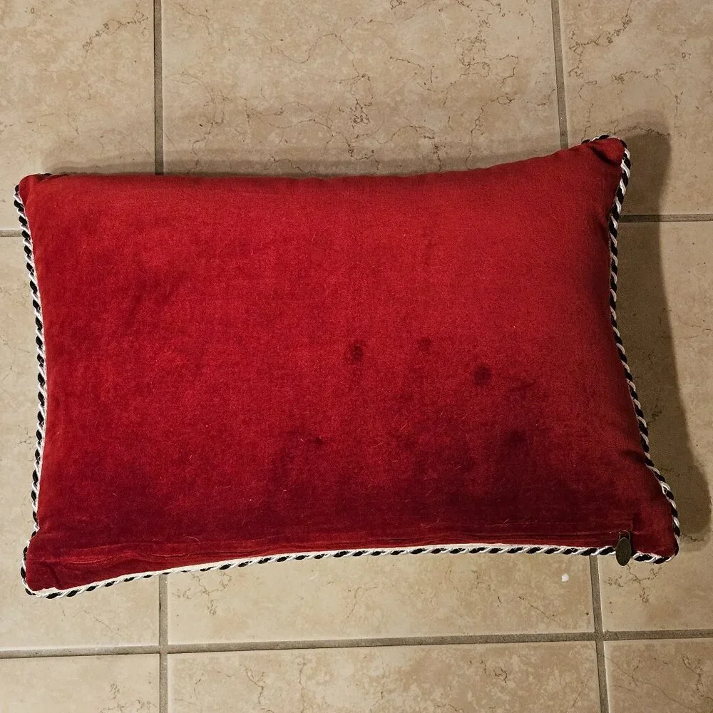 RARE MACKENZIE CHILDS BICYCLE LOVE COURTLY CHECK COTTON THROW ACCENT PILLOW
